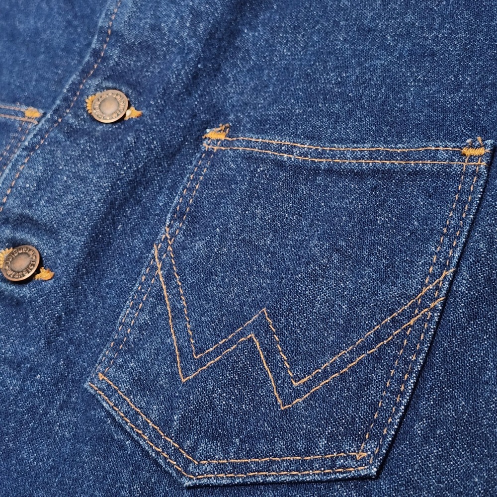 Vintage Wrangler Denim Vest Mens Large 45 USA 90s Western Cowboy Indie Workwear - Picture 2 of 7